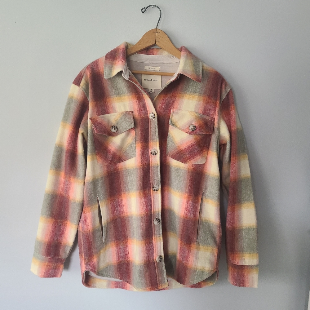 Thread & Supply Chandler Sunset Plaid Shacket Size Small - Picture 5 of 9